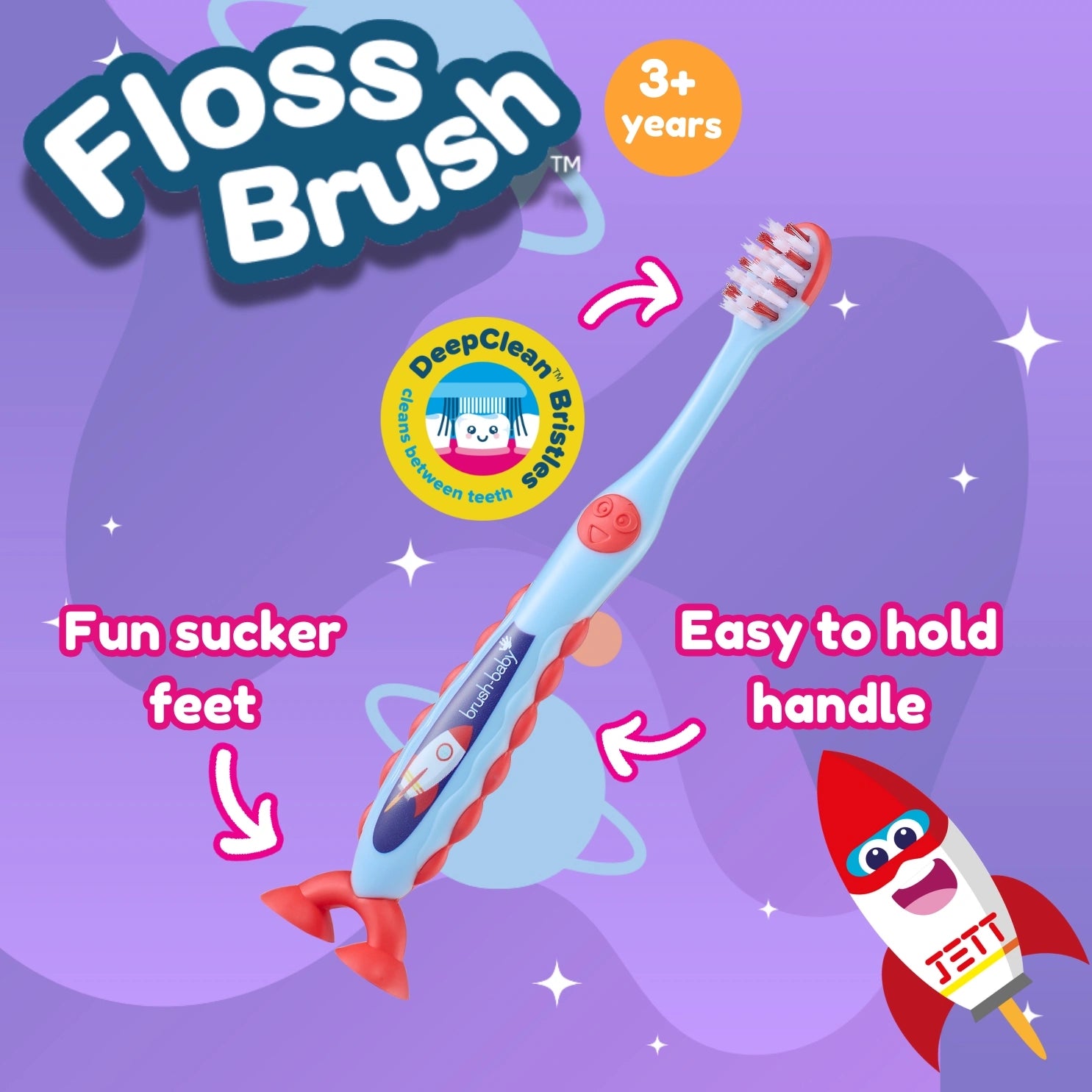 Rocket FlossBrush™ Bristles Toothbrushes Double Pack (3-6 Years)