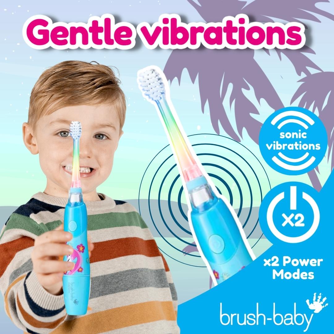 brush baby electric toothbrush for child with gentle sonic vibrations