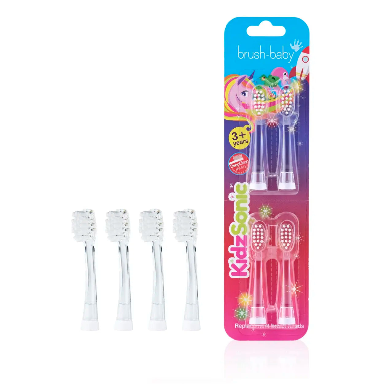 KidzSonic® Electric Toothbrush Replacement Brush Heads - Ages 3+ Years (Pack of 4)