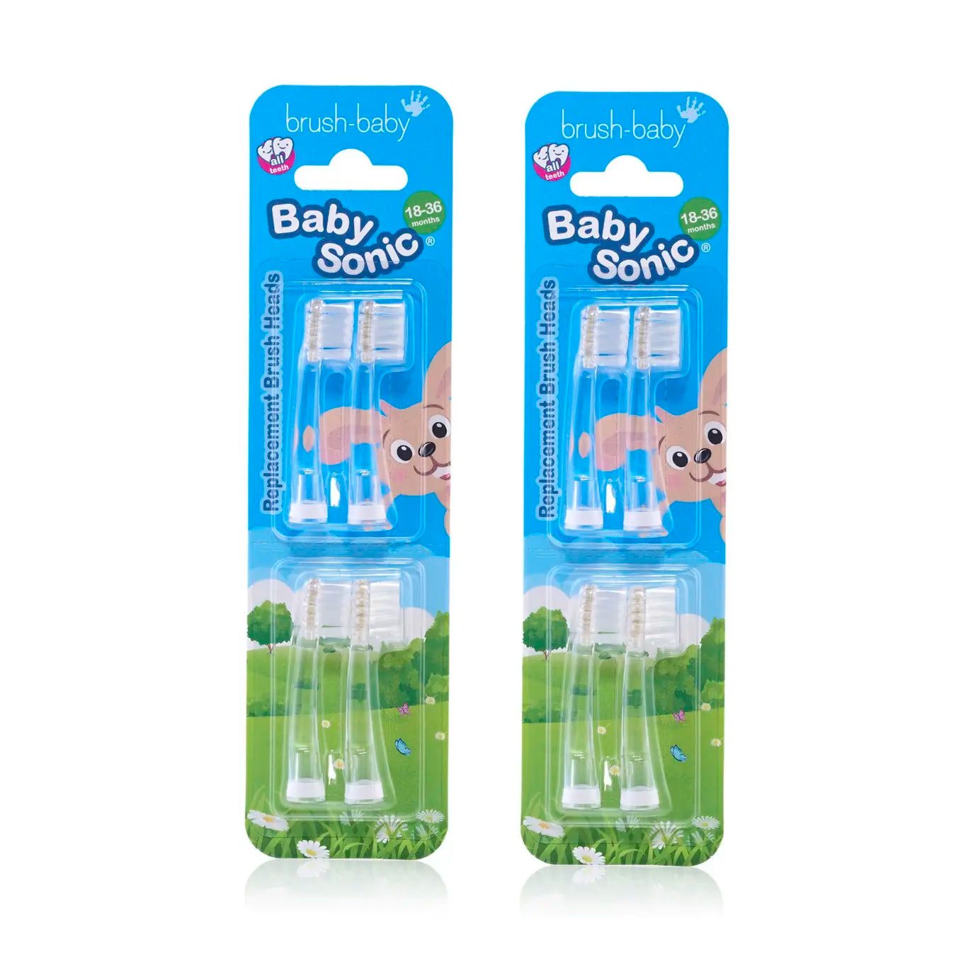 2 Packs of Baby Sonic® Replacement Electric Toothbrush Heads 18-36 mths (4 x Brush Heads Per Pack)