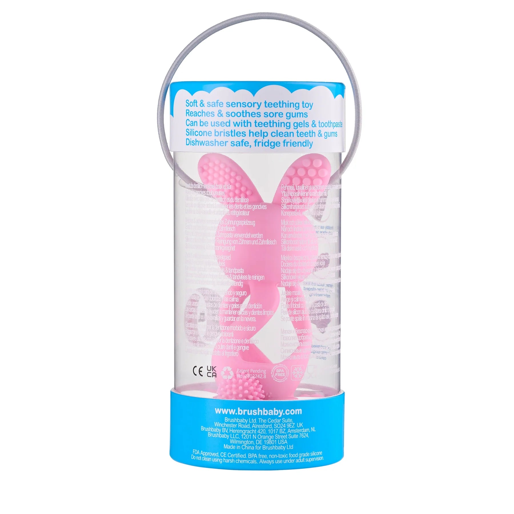 Bobbie Bunny Baby Teether Toy Rose Pink | Twist & Bounce Teething Toy