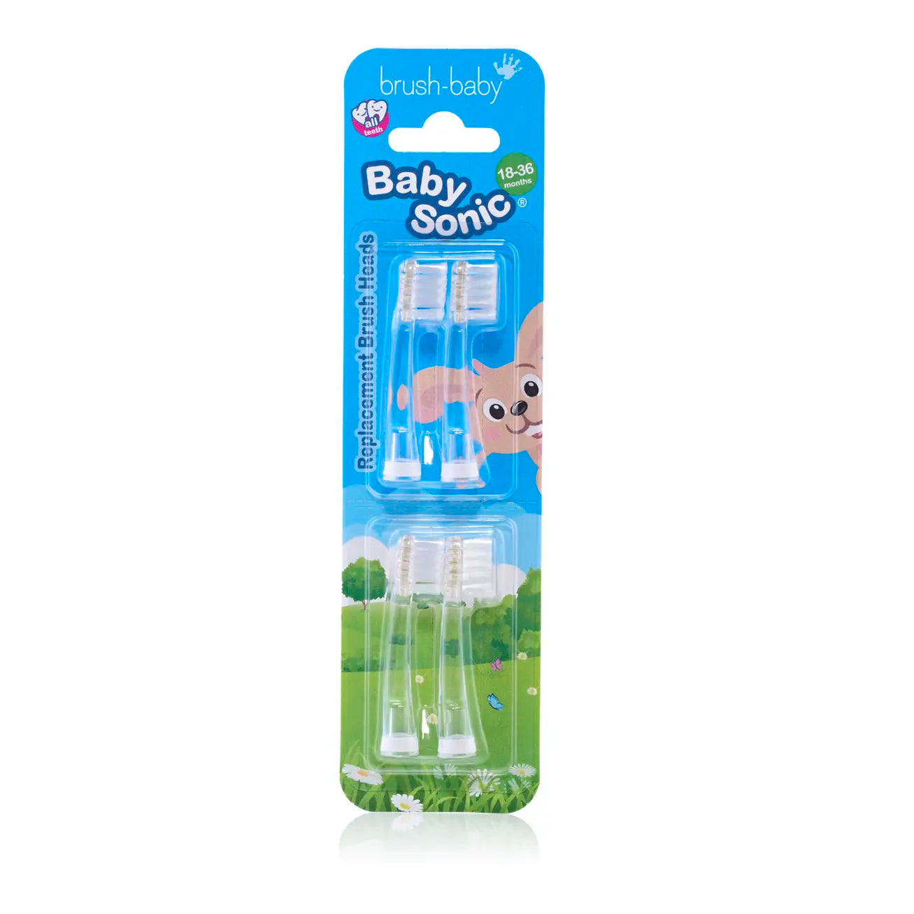 2 Packs of Baby Sonic® Replacement Electric Toothbrush Heads 18-36 mths (4 x Brush Heads Per Pack)