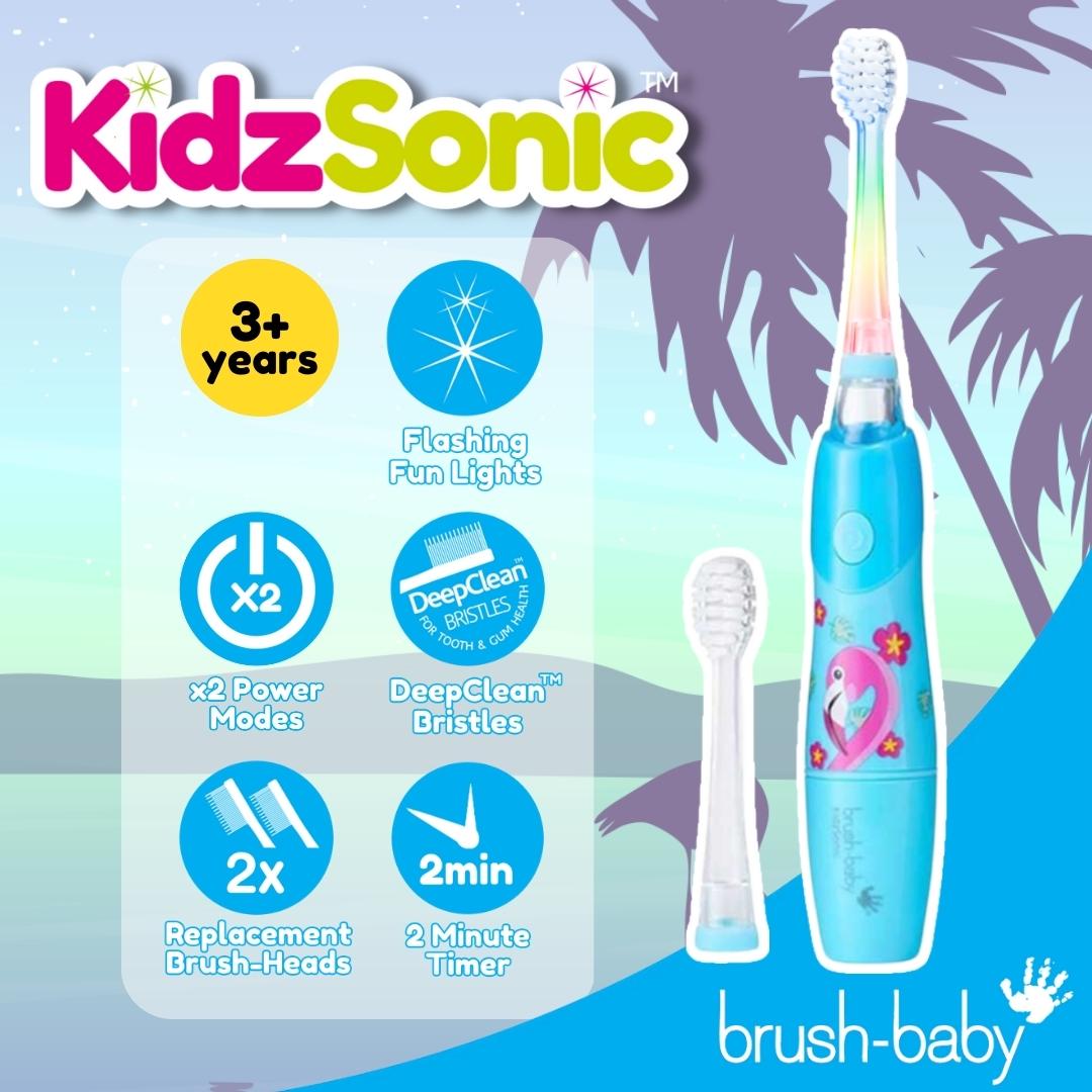 brush baby kidzsonic electric toothbrush for braces with deepclean bristles