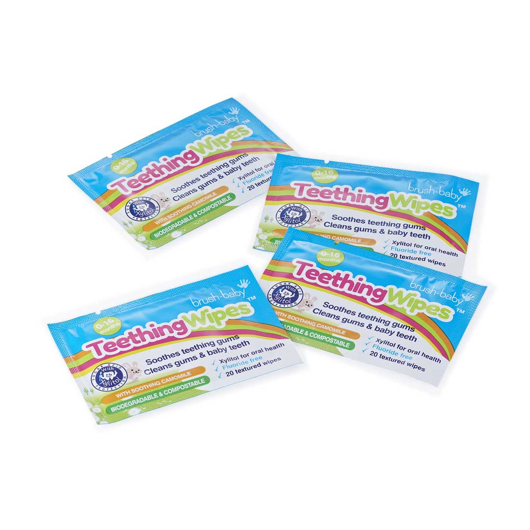 brush baby tooth wipes for teething babies and teething symptoms
