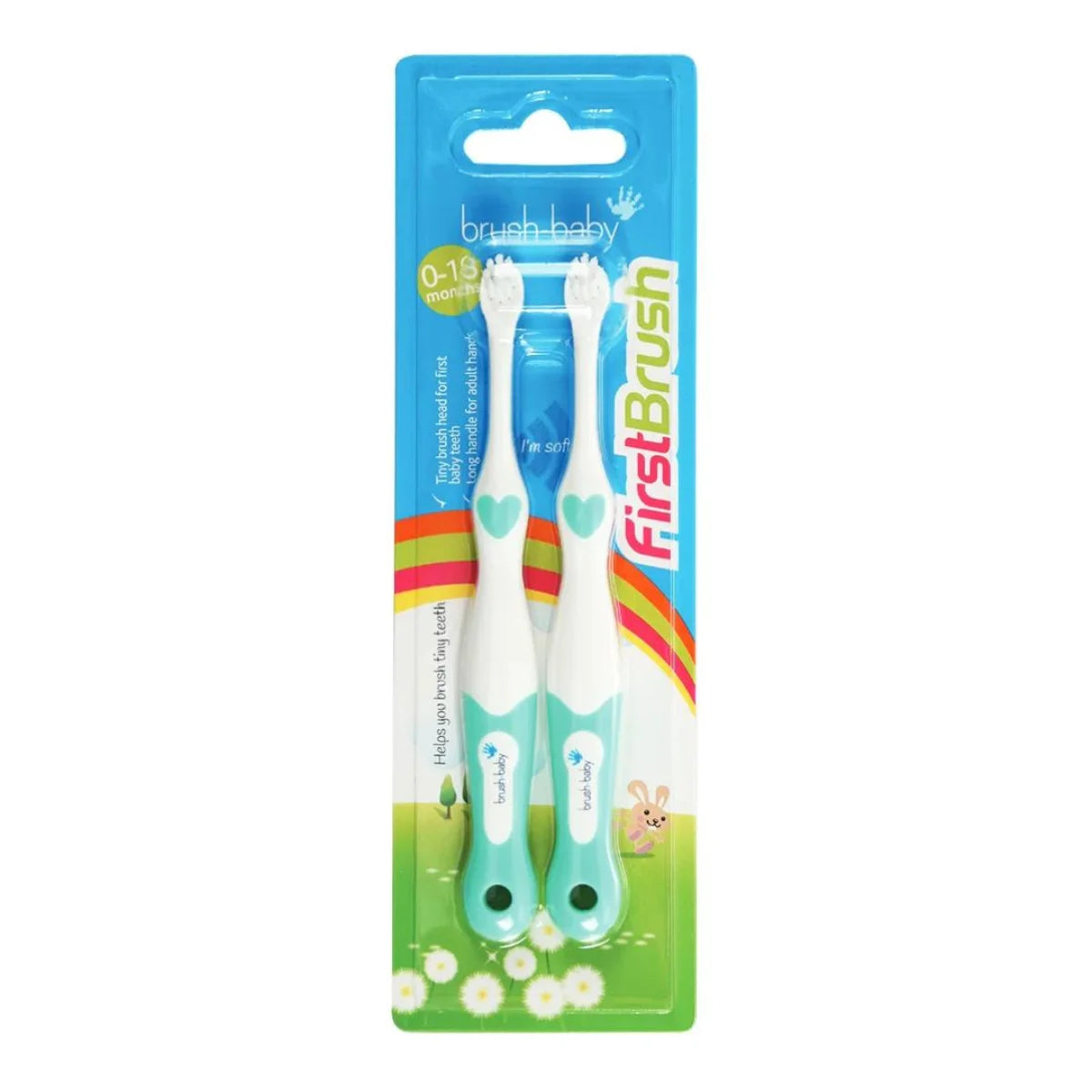 FirstBrush First Baby Toothbrush (0-18 months) Double Pack (Pack of 6 Mixed Colours)