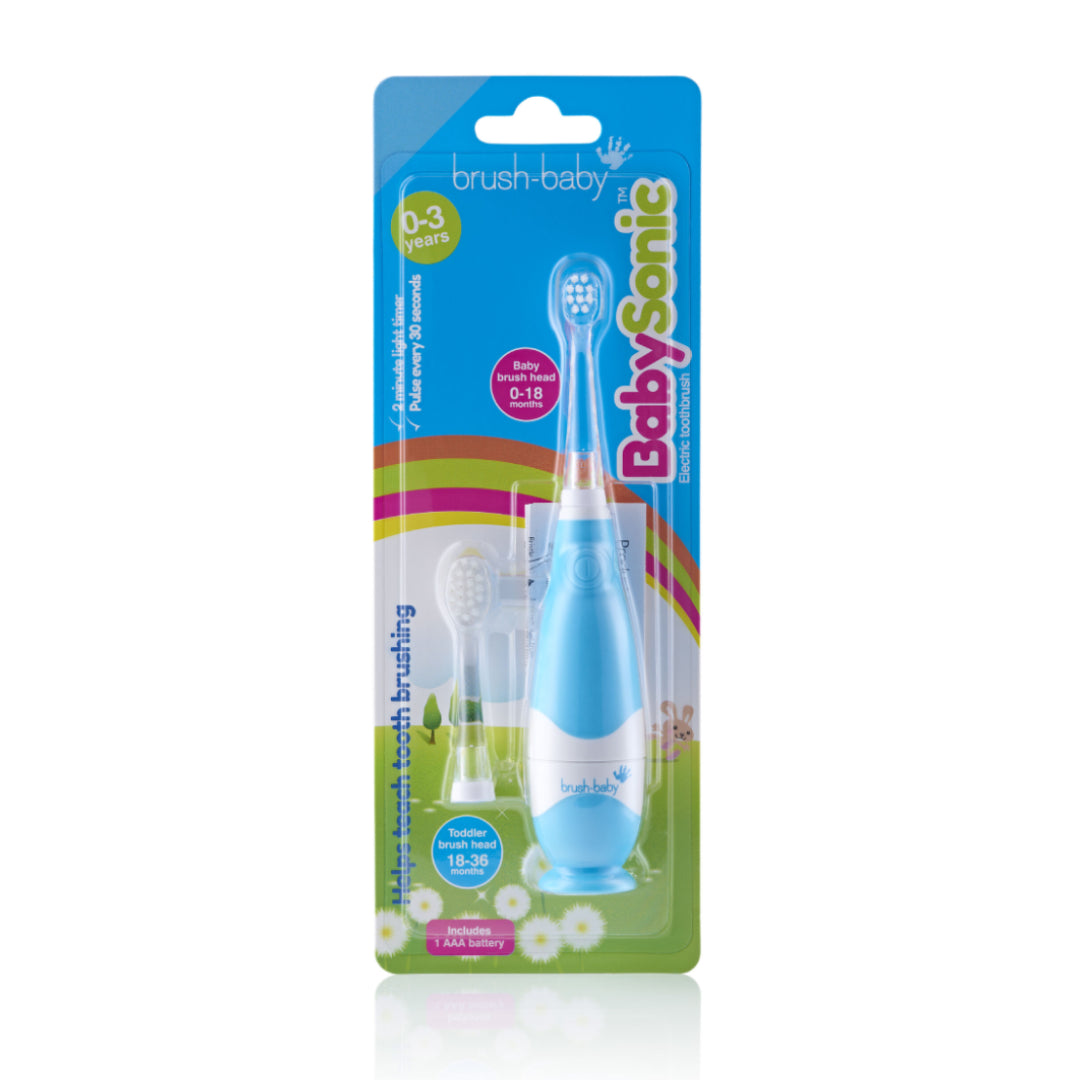 Brush Baby Sonic Blue electric toothbrush for toddler packaging